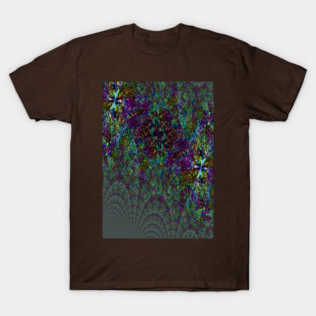 Blue iris stone fractal T-Shirt by stevepaint